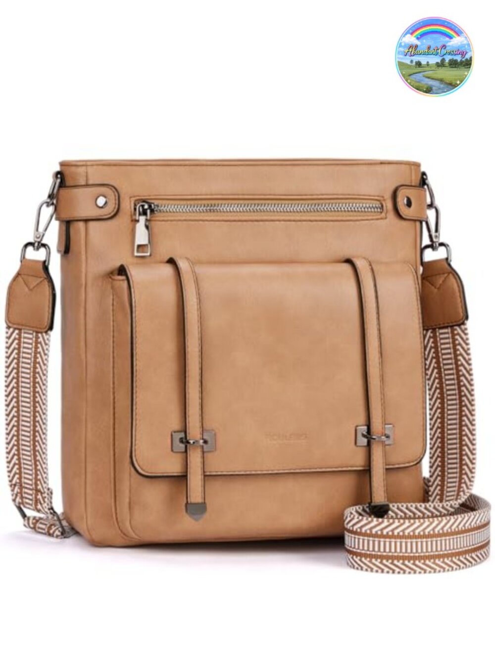 Crossbody Bag Vegan Leather Multi Pocket Adjustable Strap Travel Purse